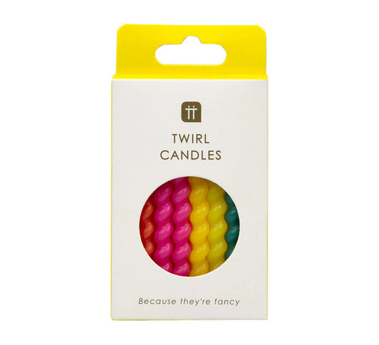 Talking Tables Colourful Bright Twirl Birthday Candles - 8 Pack