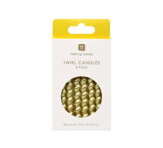 Talking Tables Gold Twirl Birthday Candles - 8 Pack