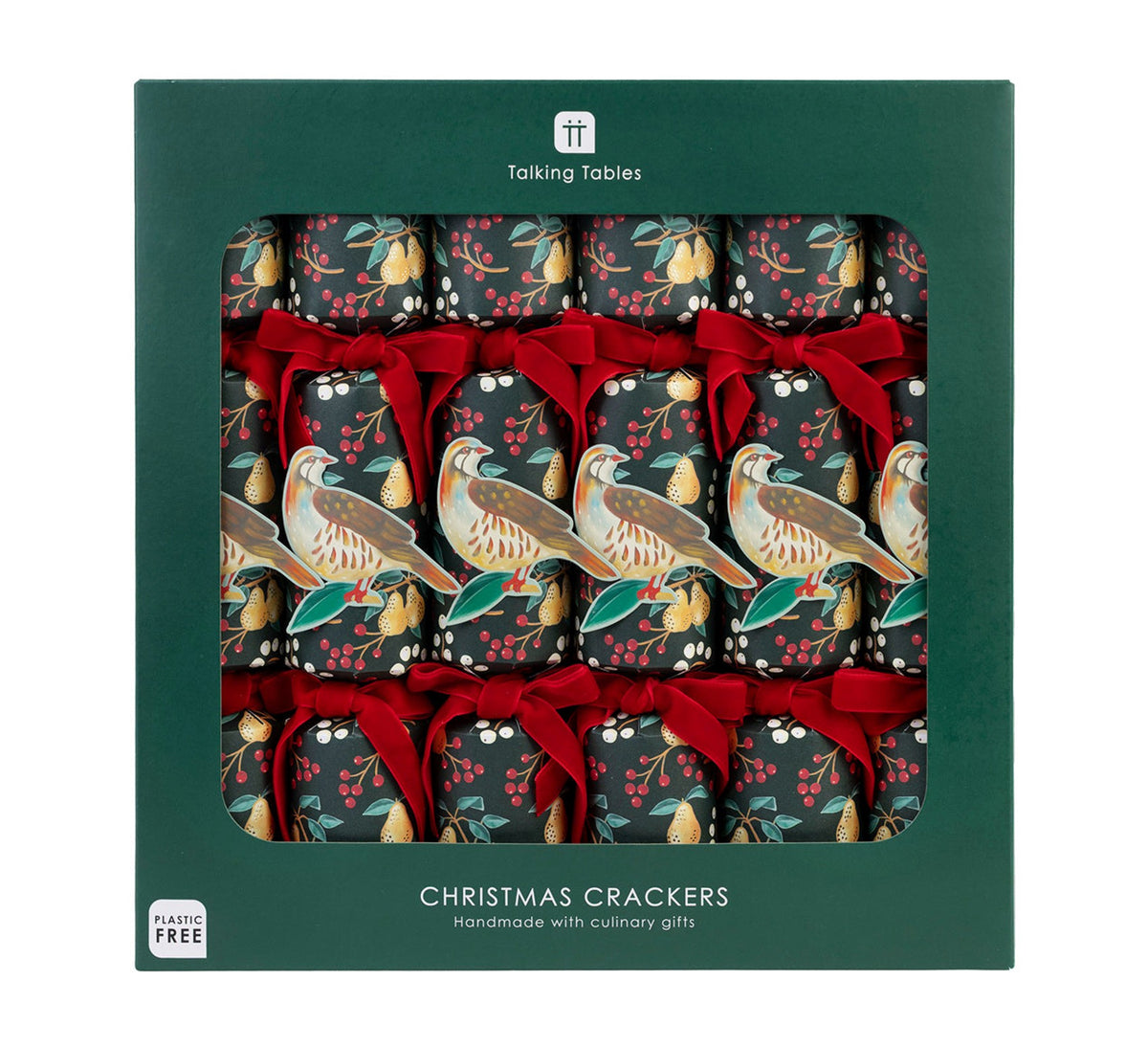Talking Tables Partridge & Pear Christmas Crackers - 6 Pack