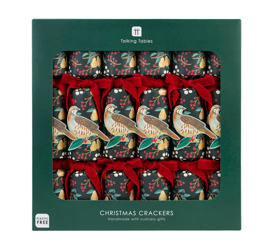 Talking Tables Partridge & Pear Christmas Crackers - 6 Pack