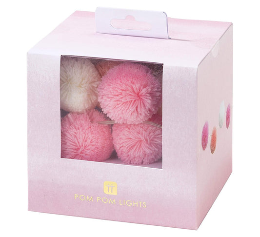 Talking Tables Pink & White Pom Fairy String Lights - 2m