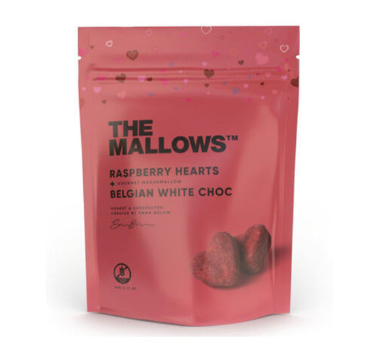 The Mallows Raspberry & White Chocolate Mallow Hearts 90g