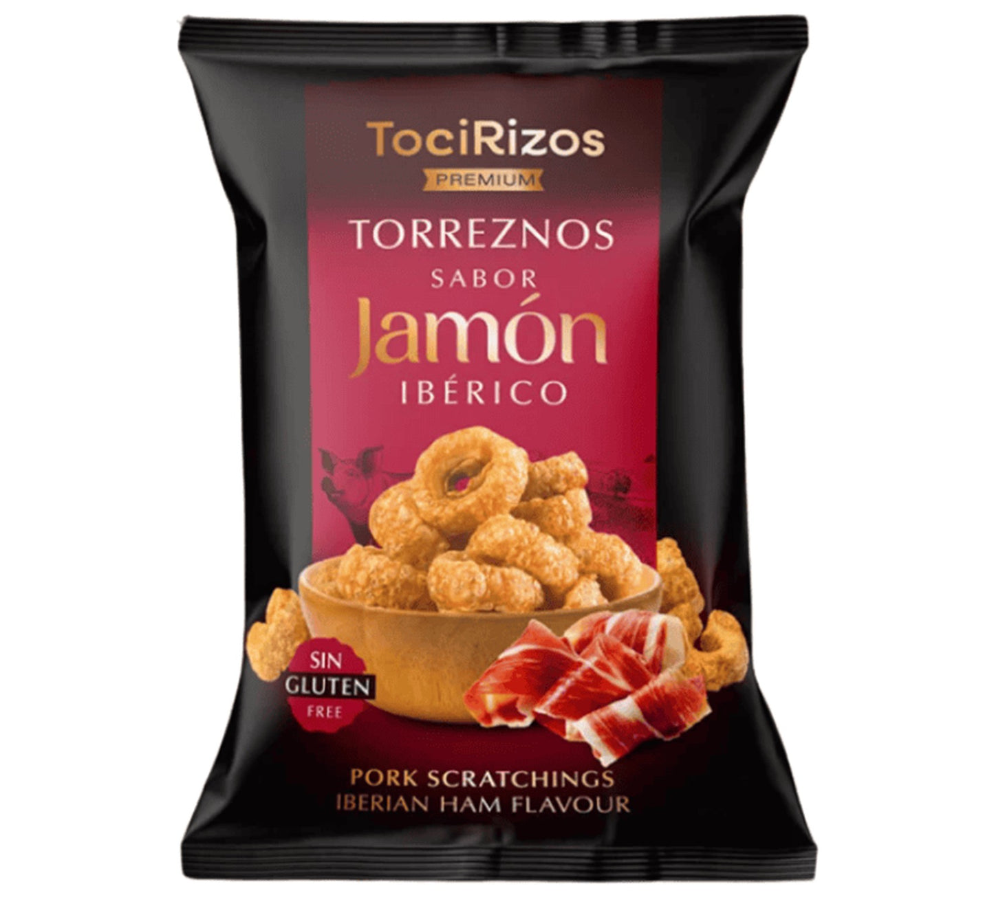 TociRizos Premium Torreznos Sabor Jamon Iberico Pork Scratchings 45g