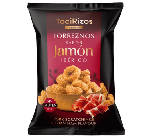TociRizos Premium Torreznos Sabor Jamon Iberico Pork Scratchings 45g