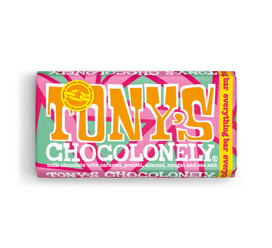 Tony's Chocolonely Milk Caramel Almond Pretzel Nougat 180g