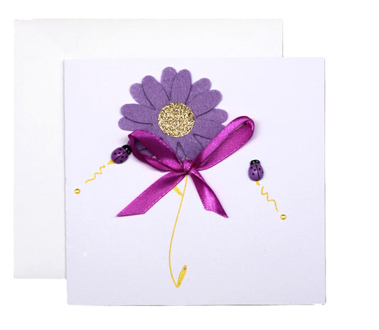 Vivienne Handmade Cards Single Stem Light Lavender