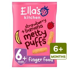 Ella's Kitchen Organic Strawberry & Banana Melty Puffs Baby Snack 6+ Mths