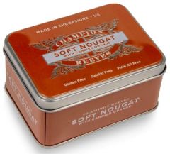 Soft White Nougat with Candied Orange in Luxury Embossed Tin